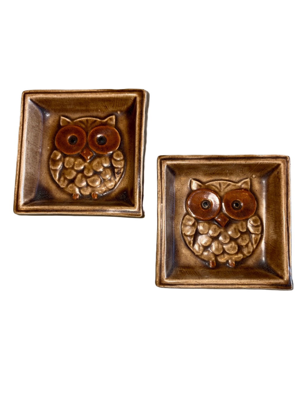 VINTAGE MCM CERAMIC OWL Trinket Trays
PAIR (Signed)